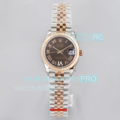 EW Factory Clone Rolex Datejust Jubilee 31 Chocolate Dial Automatic Watch